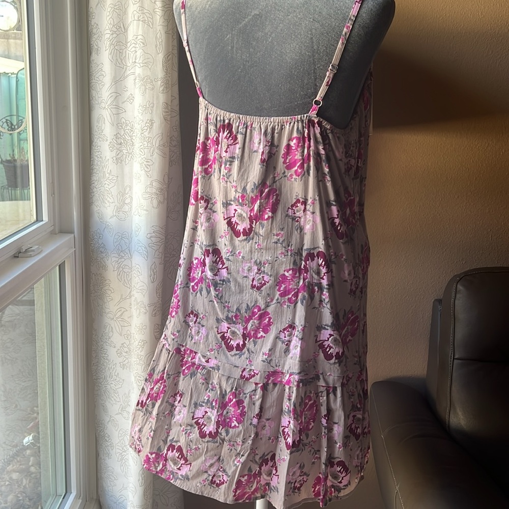 Old Navy Gray Summer Floral Pink Maroon Dress Size Medium - Picture 6 of 12